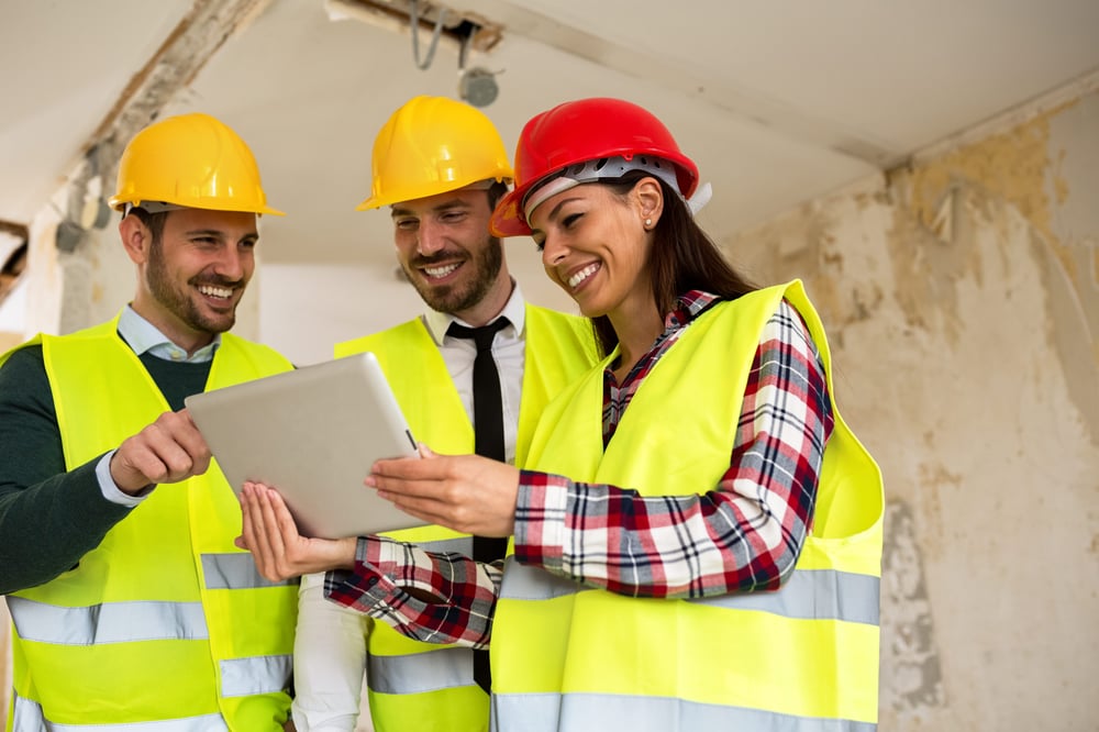 Construction worker team on site