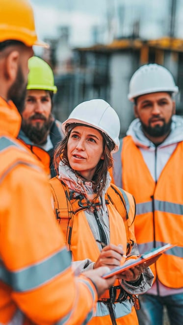 Construction workers on site working
