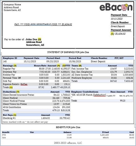 Construction Regular Pay Stub