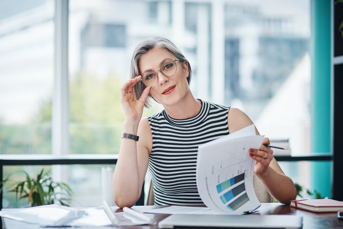 Payroll lady working in office