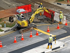 construction team doing road work